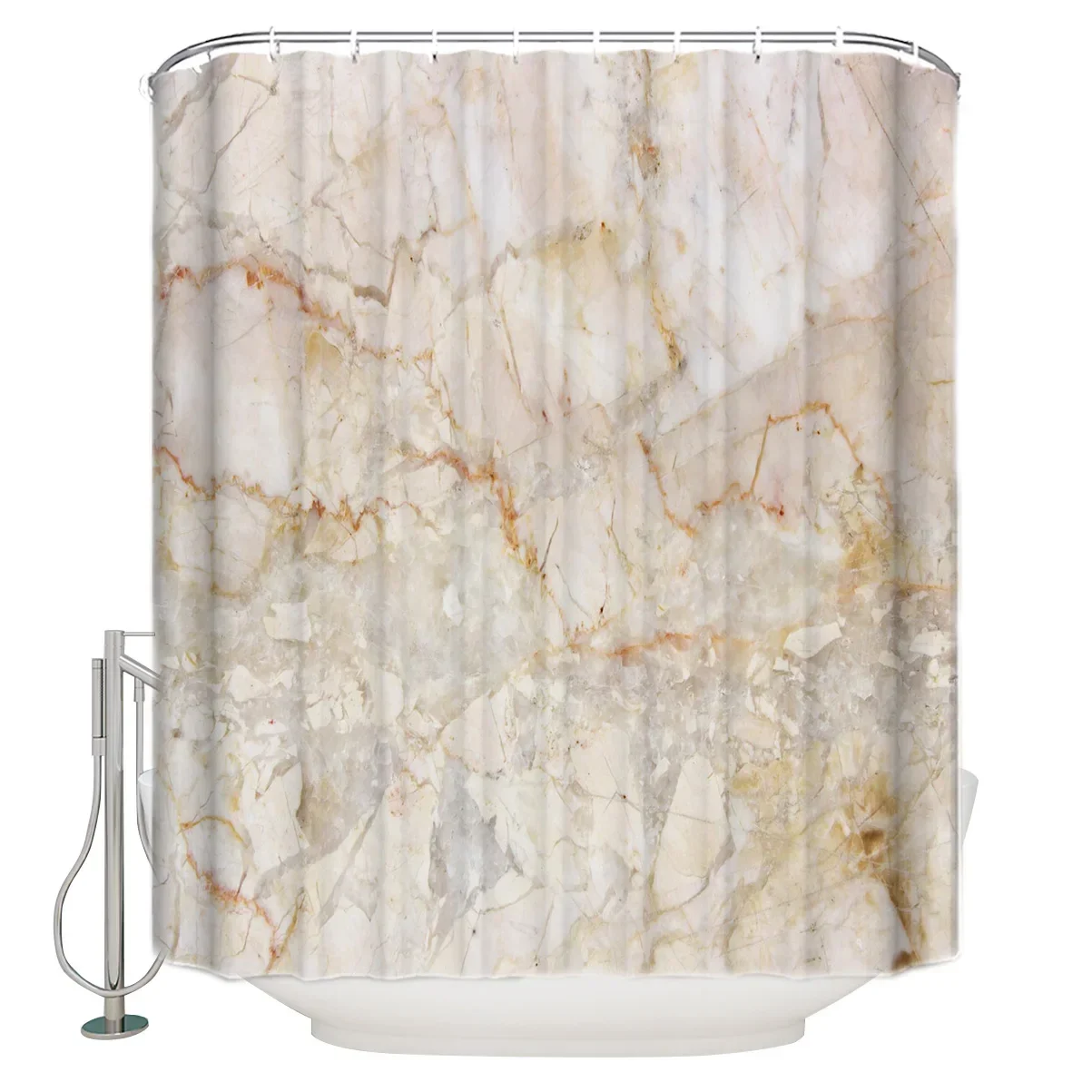 Marble Golden Yellow Shower Curtain Waterproof Polyester Fabric Bath Curtains with Hooks Bathroom Accessorie Decor Cortina