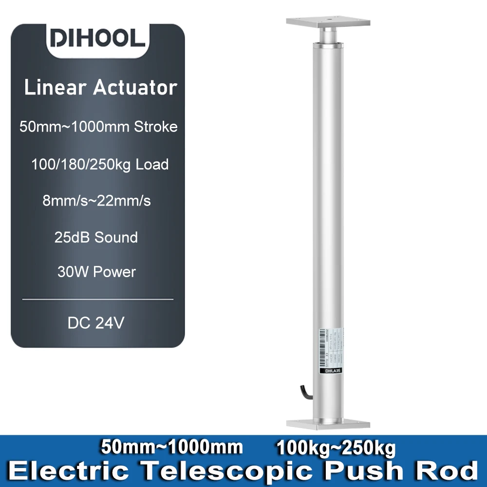 2500N DC24V linear actuator 50MM~1000MM Stroke electric lifting motor 8~22mm/s 100kg/180kg/250kg load telescopic rod for windows