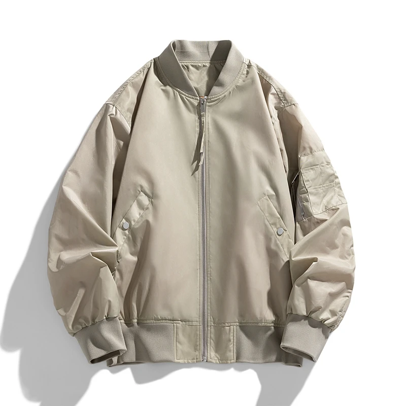 

Men's Baseball Apparel Spring and Autumn New Solid Color Trend with Outdoor Camping Stand-up Collar Coat Men's Windproof Jacket