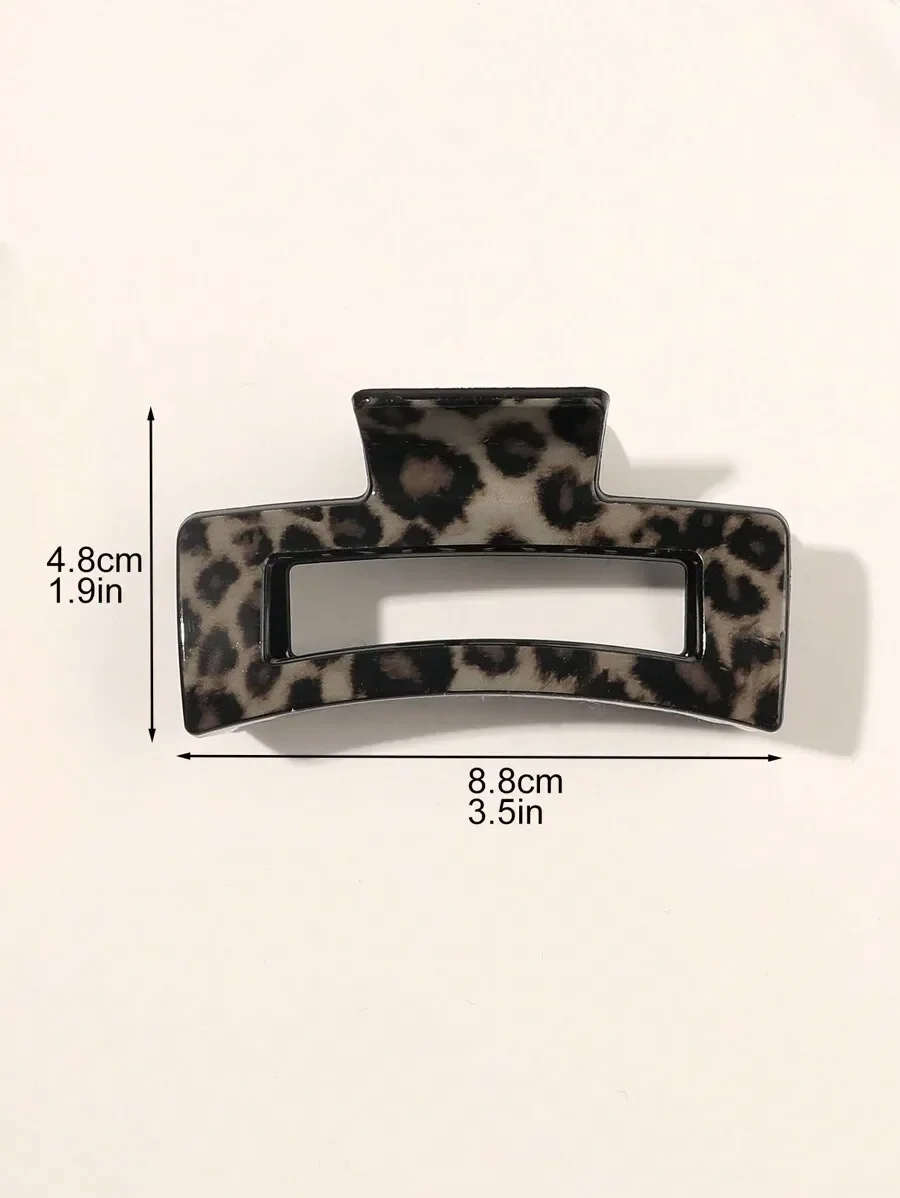

Leopard Print Glossy Square Hair Claw Clips For Women Daily Casual Wear