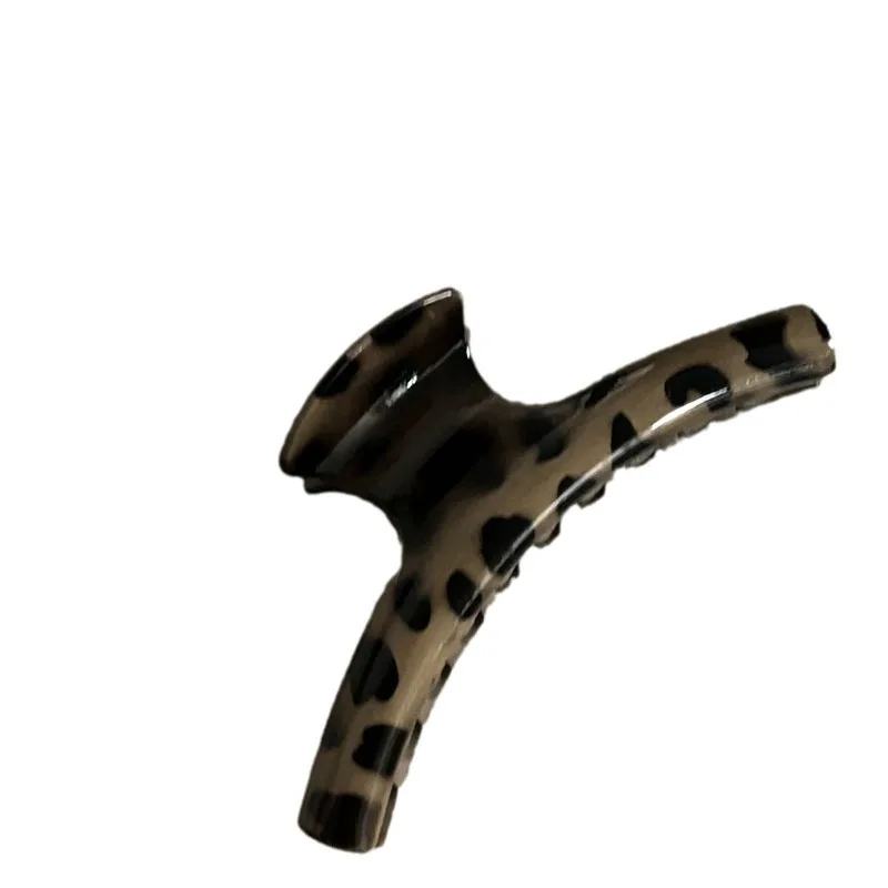 Clip di presa con stampa leopardata di fascia alta di fascia alta semplice retro disc hair hairpin back of the head hair volume temperament shark clip