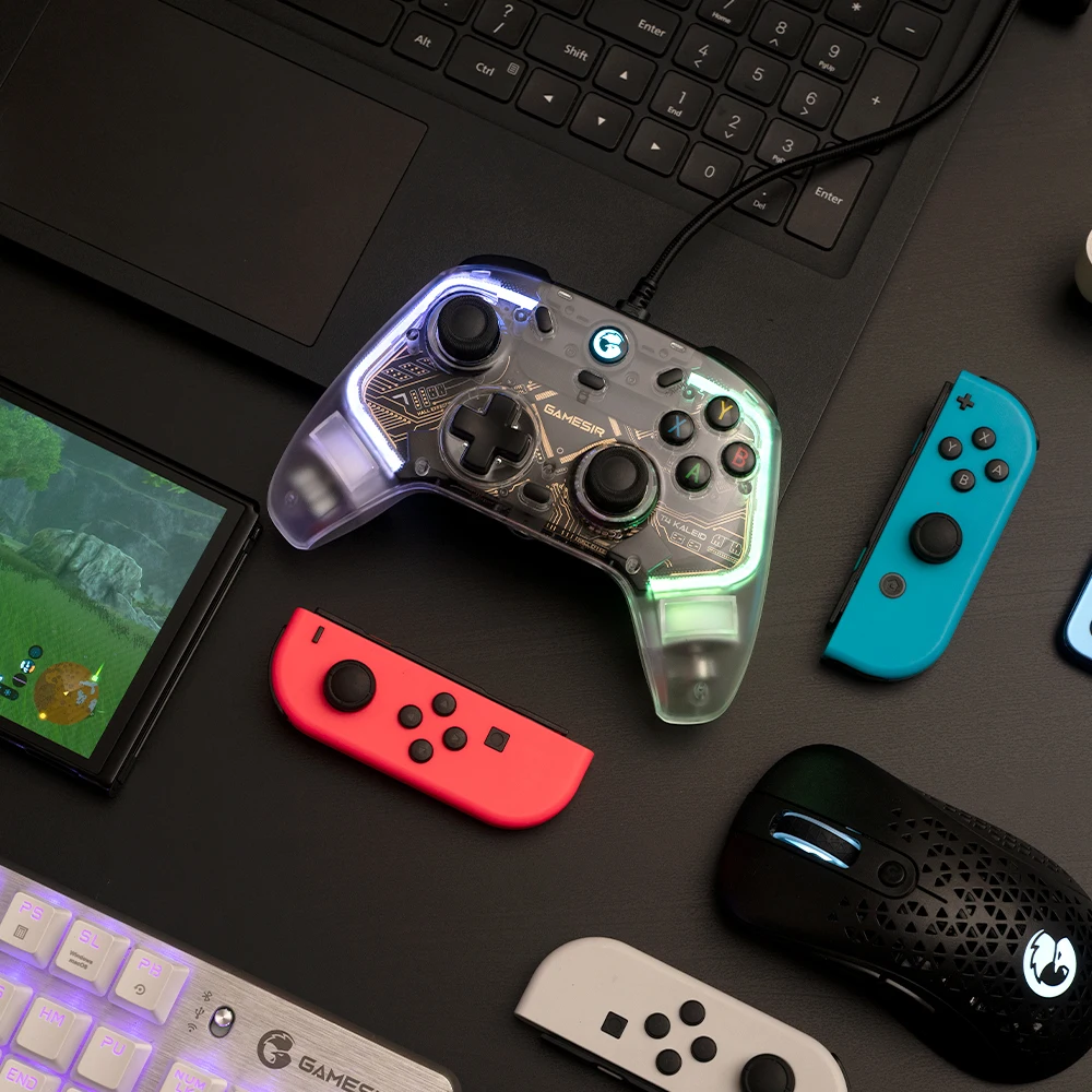 GameSir T4 Kaleid 게임 컨트롤러, 드리프트 방지 유선 게임패드, 홀 효과, 닌텐도 스위치 PC 스팀 안드로이드 TV 박스용