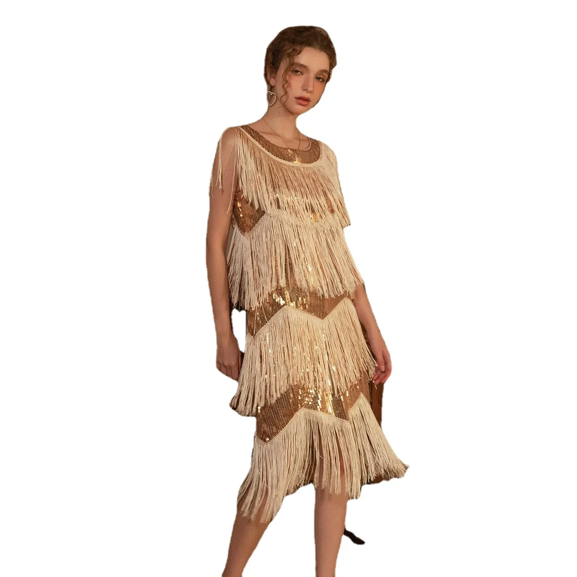 20s Roaring Deco Flapper Fringed Dress 1920s Vintage inspired Great Gatsby Art Deco Downton Abbey Bridesmaid Party Wedding Guest