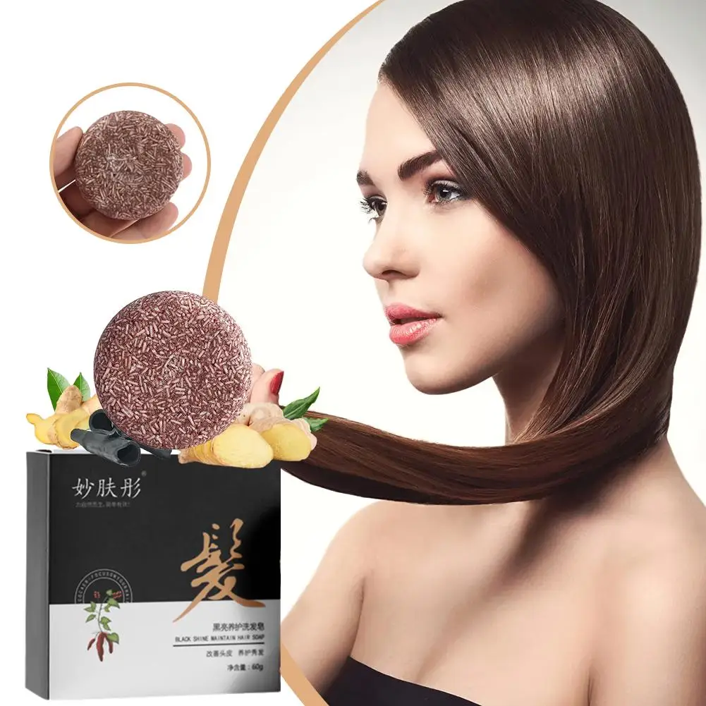 Polygonum Black Hair Shampooing pour tous les types de cheveux, Essence hydratante, Anti-pelliculaire, Réparation des dommages, Brillance lisse, Regina, 60g, J9B9