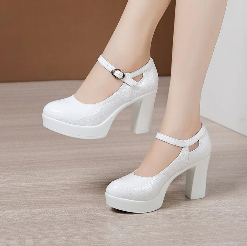 

Women Small Size 32-43 Shallow Thick Bottom Platform Pumps Women Shoes Block High Heels Shoes for Model Party Wedding 9-12cm