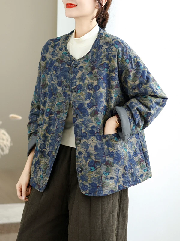 Retro Sle Jaet in cotone da donna vestibilità ampia calore stampato confortevole dimagrante autunno inverno nuovo arrivo capispalla Faion