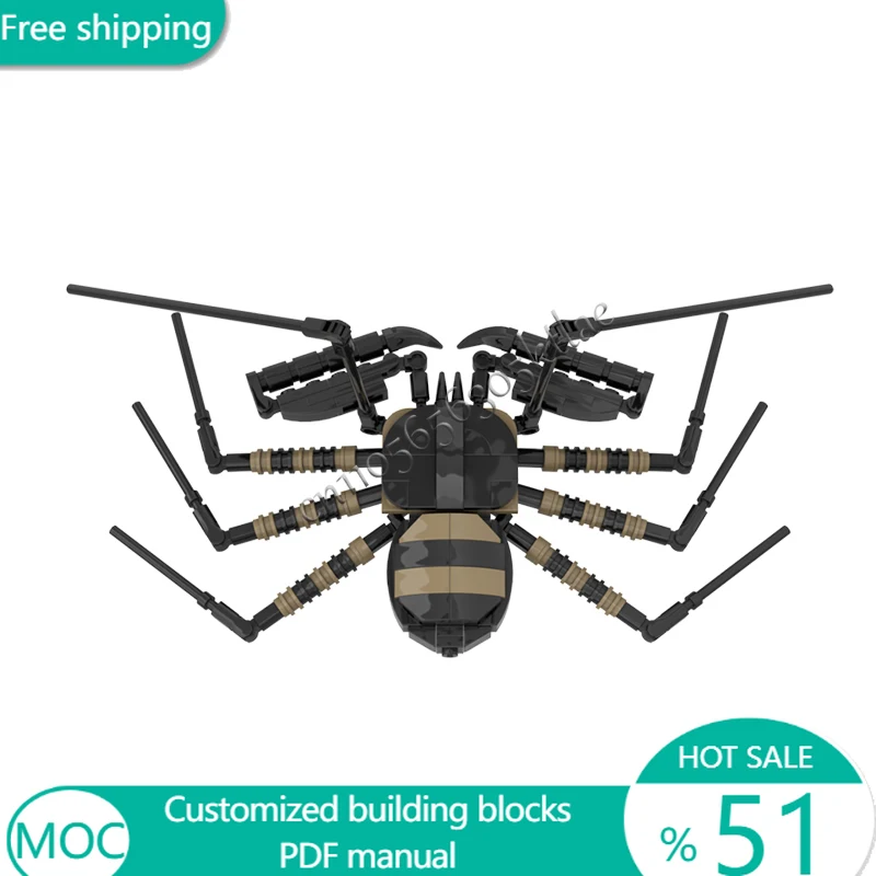 196 PCS Insect Tailless Whip Scorpion Amblypygi Order MOC Customize Modular Building Block Creative Simple DIY Festival Toy Gift