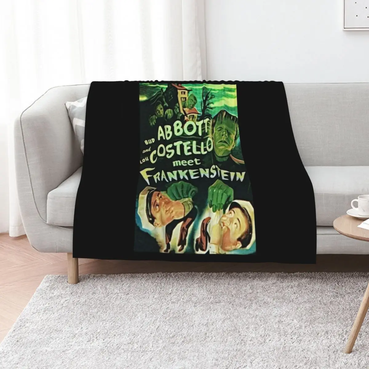 Abbott and Costello meet Frankenstein Classic . Throw Blanket Flannels Vintage Hairys Decorative Sofa for babies Plaid Blankets