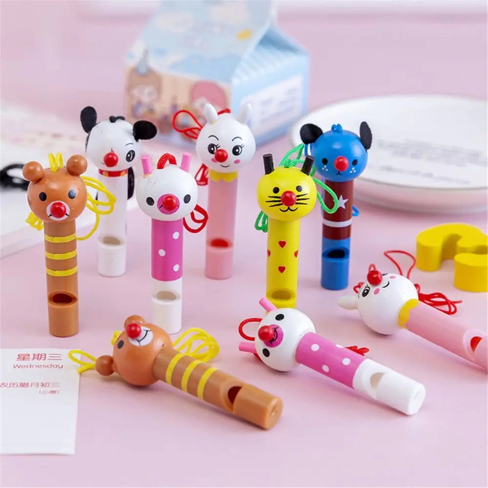 Cute Cartoon Animal Style Wooden Whistles Kids Birthday Party Favors Decoration Baby Shower Noice Maker Toys Outdoor Gifts