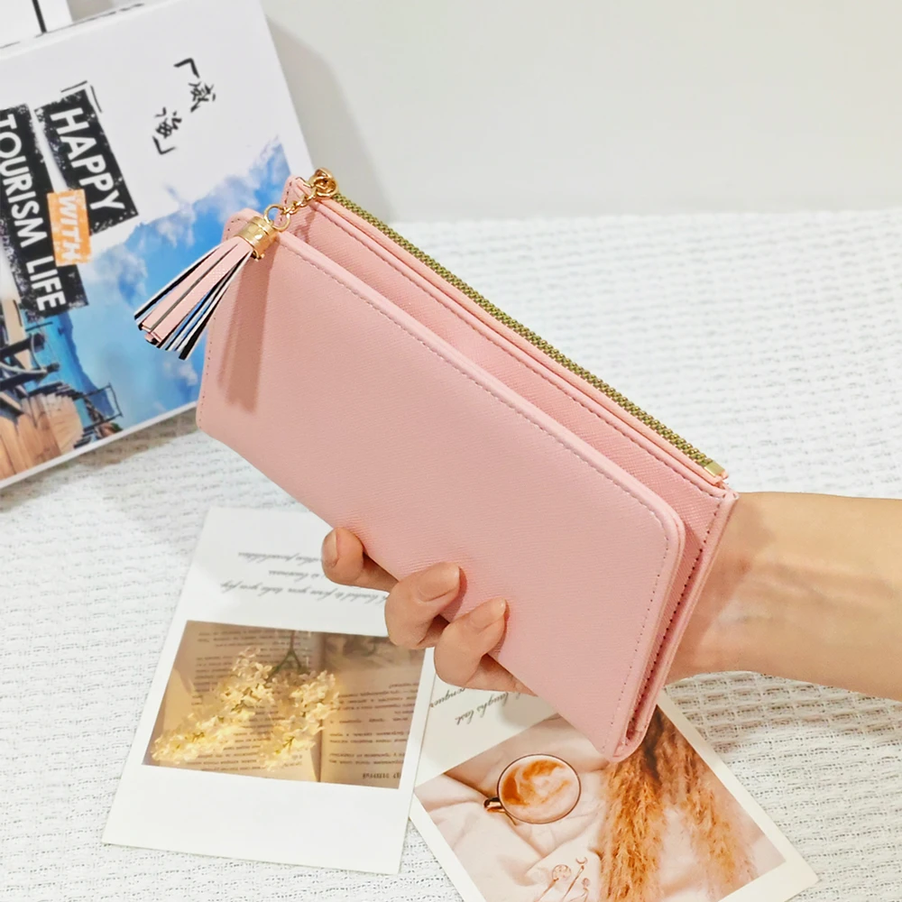 Weichseitige lange Damenbrieftasche, modische Hand-Geldbörse für Mobiltelefone mit großem Fassungsvermögen