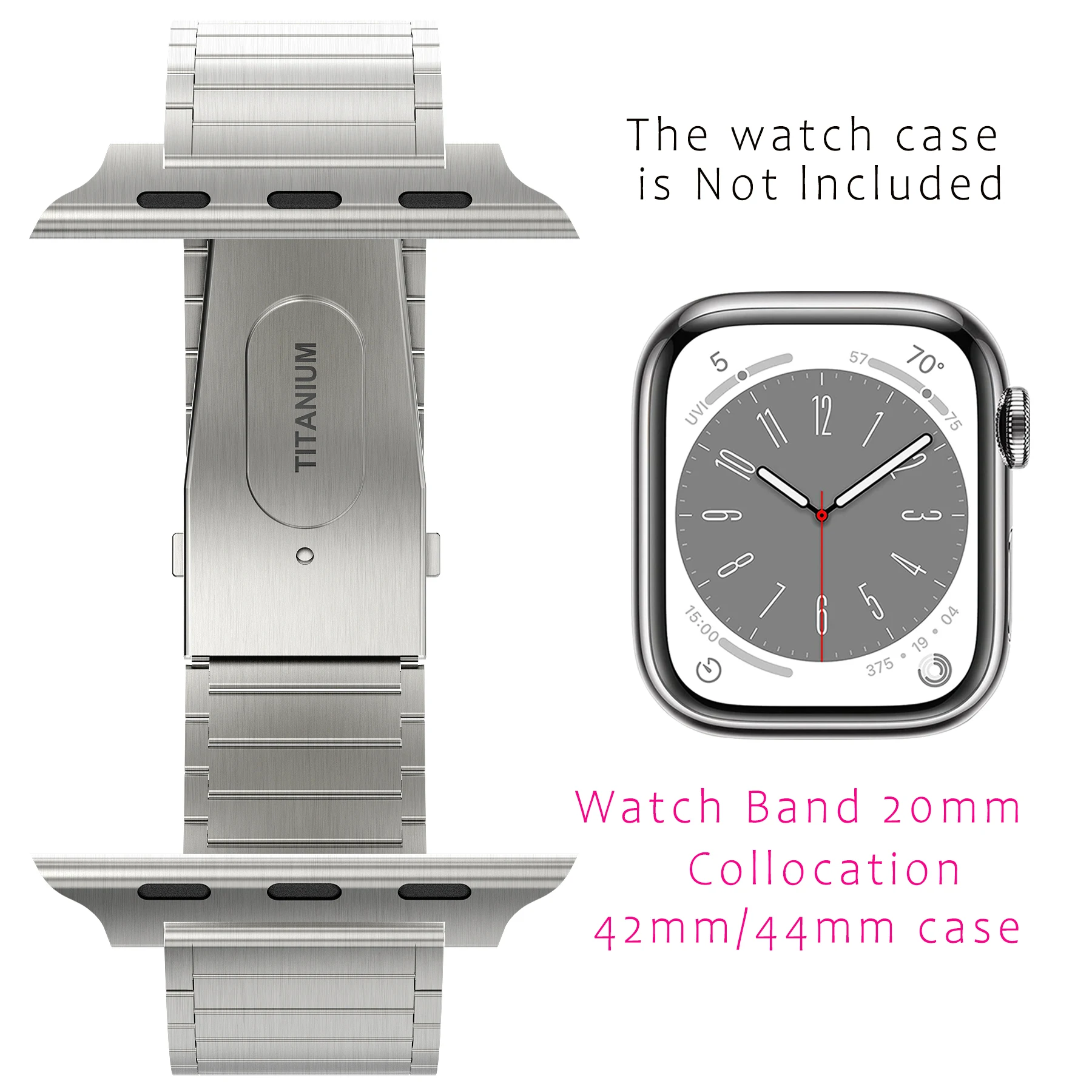KULUZE Ultra-thin Titanium Neutral strap Compatible Apple iwatch/Replacement Watch Band (Free Gift:1pair Apple watch connectors)