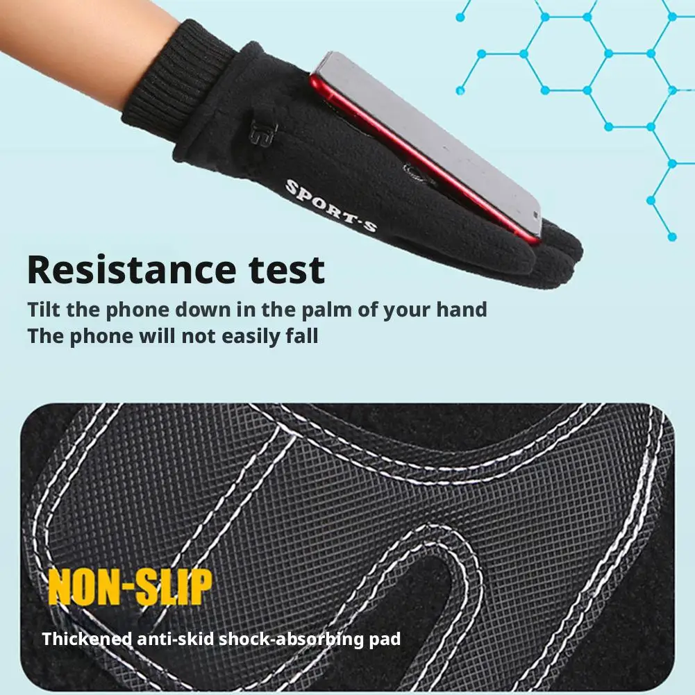 ถุงมือหน้าจอสัมผัสแบบอุ่น สำหรับทุกเพศ ดีไซน์แบบเปิดนิ้ว หน้าจอสัมผัสได้ กันลื่น สำหรับขี่มอเตอร์ไซค์ กิจกรรมกลางแจ้ง รัดข้อมือ