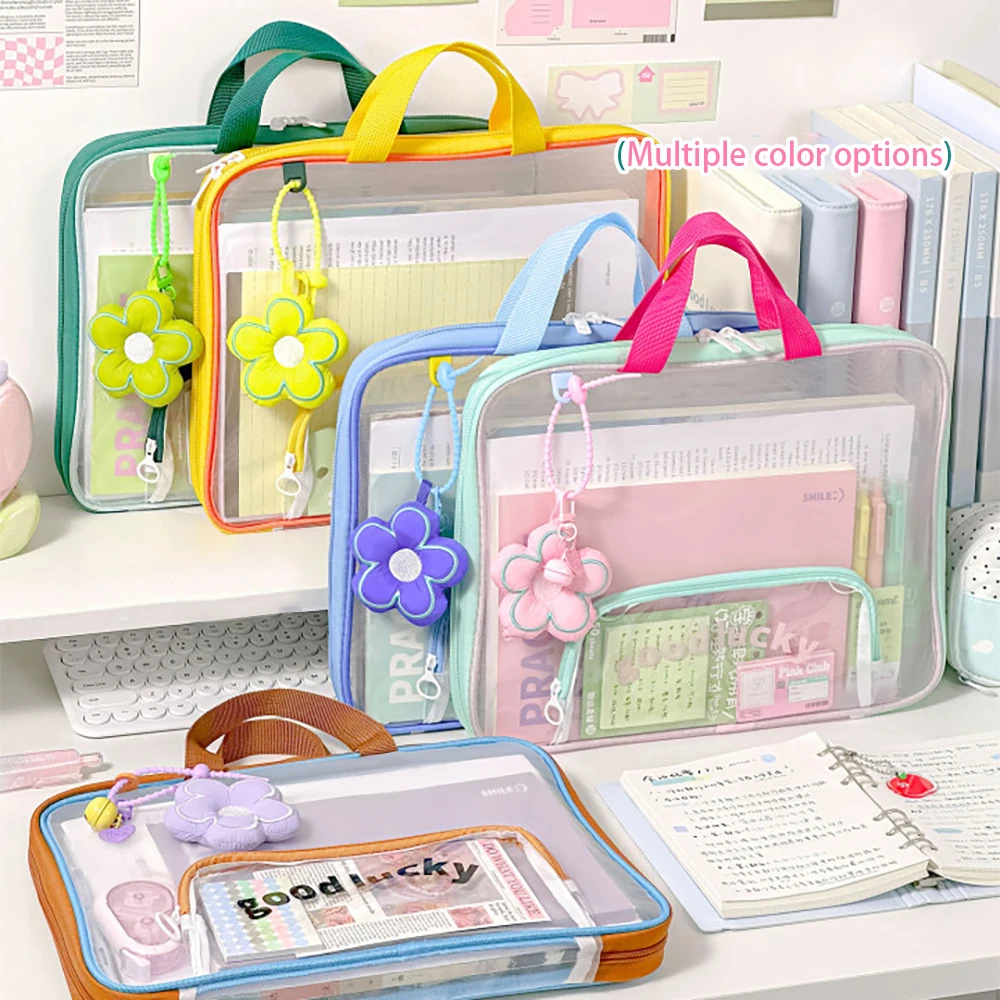 Horizontal Subject Classification Bag, Student Hand-Held Multi-Layer Test Paper Bag, Zipper Style Tutoring File Storage Bag