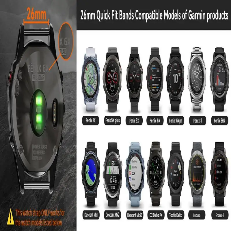 QuickFit 26mm Stainless Steel Strap For Garmin Fenix 8 51mm 7 7X 6 6X Pro Metal Band For Garmin Fenix 3 5 5X Plus D2 Bracelet