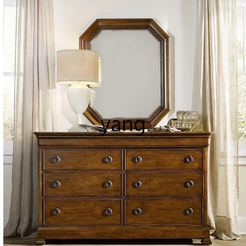 LTT1 American retro six-chest cabinet household bedroom dresser living room entrance solid wood storage cabinet