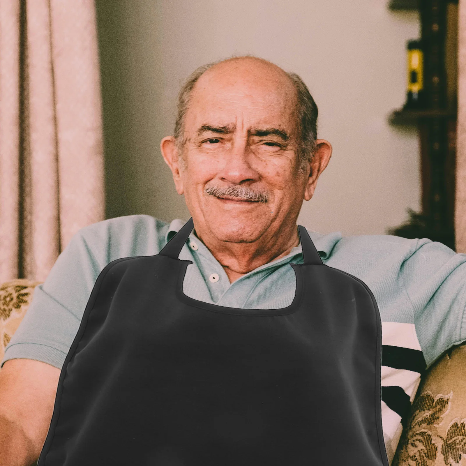 

Adult Bib Elderly Waterproof Black Polyester Stretchable Dining Clothing Protector Crumb Catcher Disabled Adult Bandana Bib