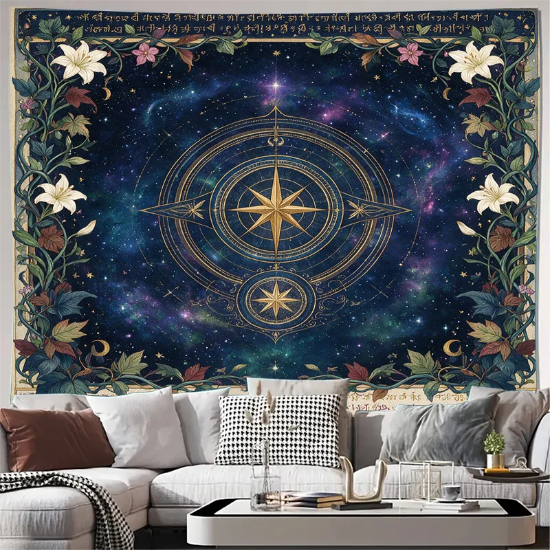 Aesthetic Galaxy Constellation Curtain Panel Semi-Sheer Space Stars Zodiac Astrology Cosmic Room Decor Drape
