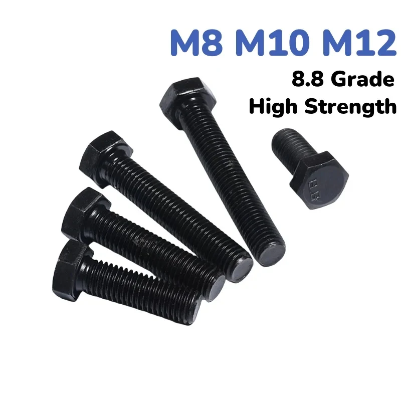 High Tensile 8.8 Grade Fine Pitch Hex Bolts M8-M12 Pitch 1.0/1.25/1.5mm Industrial Anti Deformation Hardware Screws
