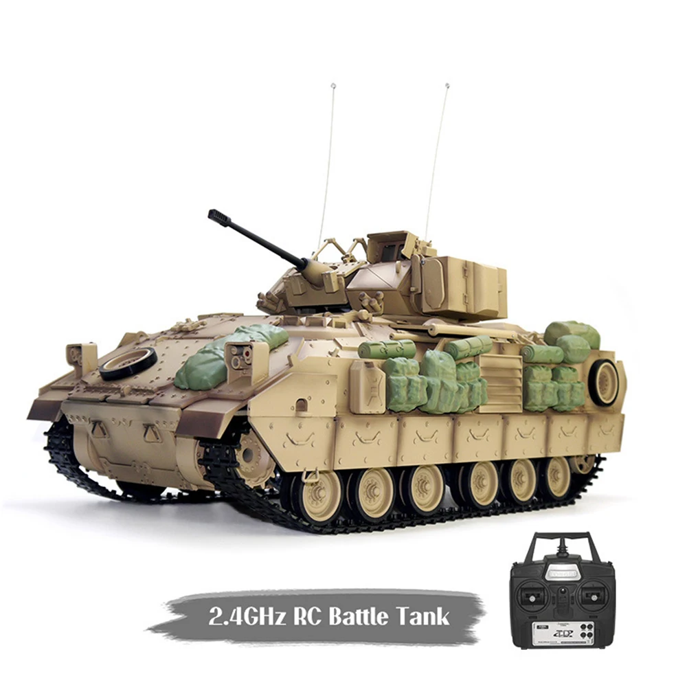 COOLBANK 블라델리 M2A2 1/16 2.4G RC 메인 배틀 탱크, 스모크 사운드 리코일 슈팅 LED 라이트 차량 모델 RTR 장난감