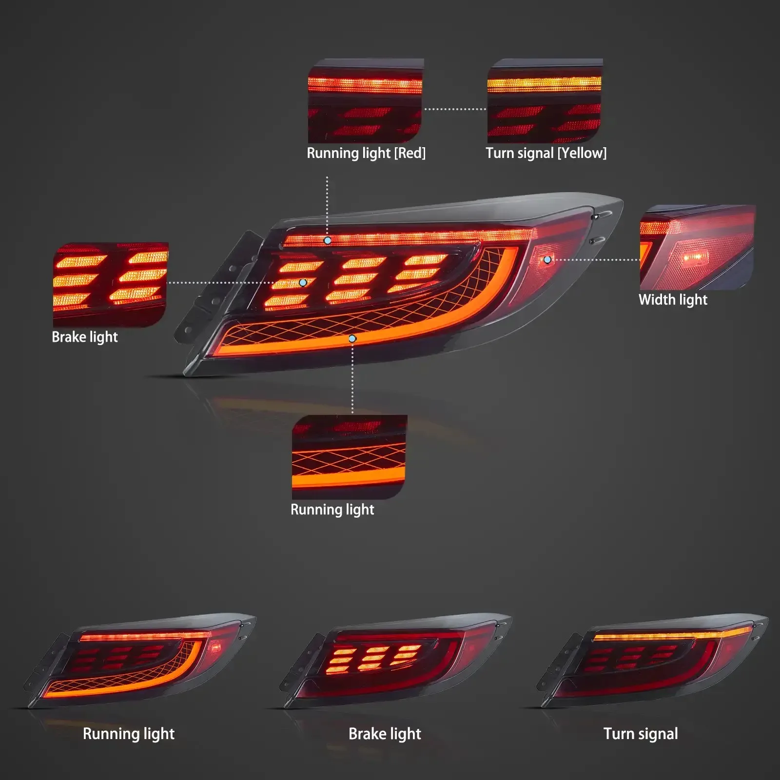 VLAND 2021-UP Fanali posteriori Toyota GR86 / Subaru BRZ con illuminazione di benvenuto dinamica a LED