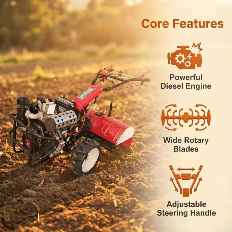Hand-held rotary tiller Small agricultural cultivator, soil scarifier Suitable for family farming vegetable garden farming