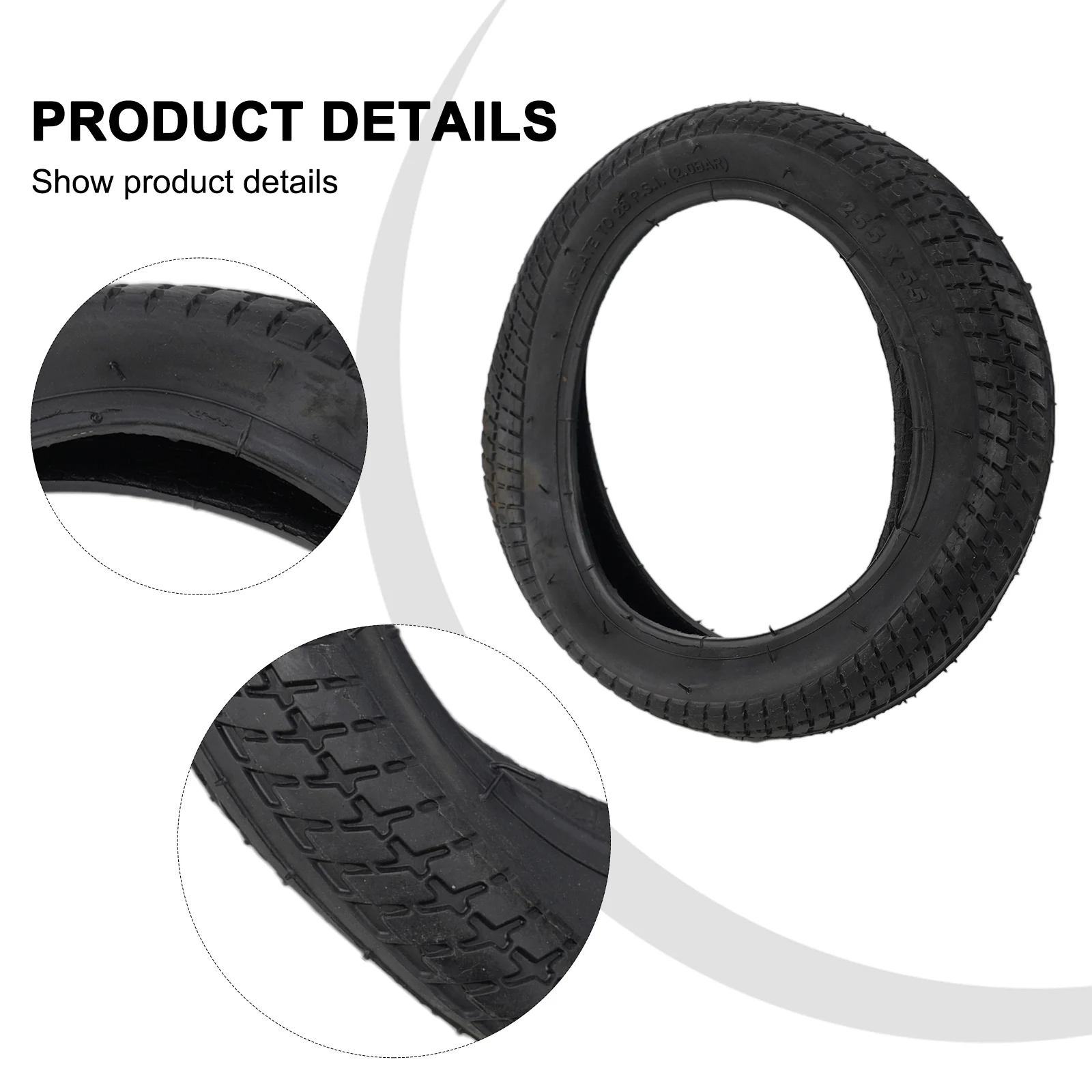 Electric Scooter Wheel Tire 255x55 Rubber Inner Tube Outer Tyre Child Three-Wheel Baby Hand Push Bicycle Tires Parts