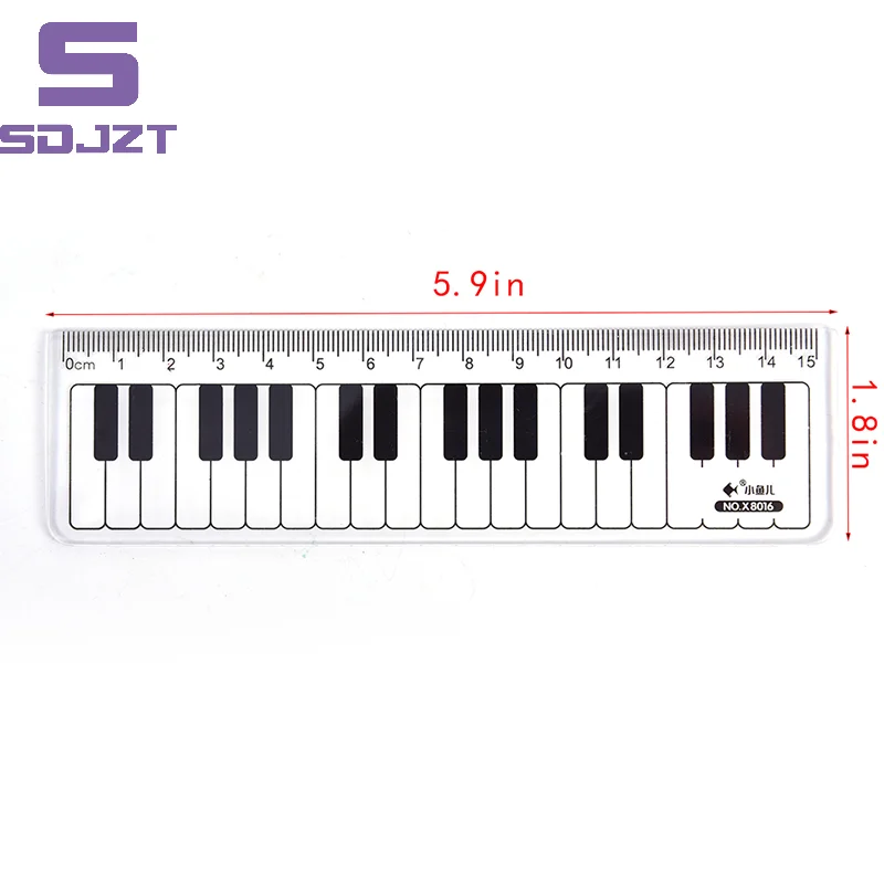 1Pc Creative Piano Keyboard Ruler 15cm Black And White Plastic Straight Ruler Learning Stationery Measurement Supplies