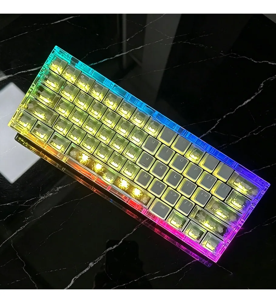 Black carbon fiber splicing love double leather milk pudding keycaps personalized adaptation wooting step from ace68 key