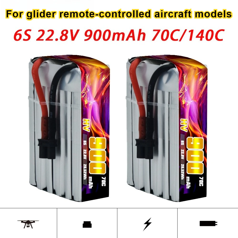 

900mAh 6S 22.8V 70C High-rate Lithium Battery for Glider Remote Control Aircraft Model
