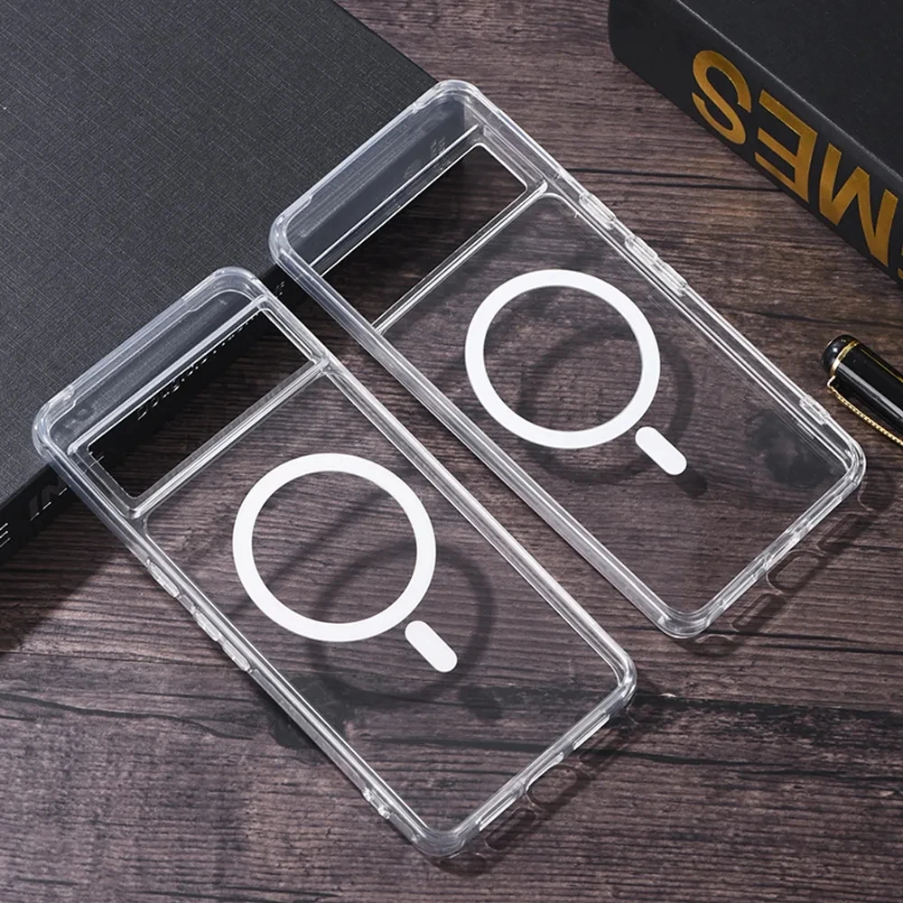 New Transparent Magnetic For Magsafe Wireless Charge Case For Google Pixel 9 8 7 Pro 8A 9 Pro XL 7A Shockproof Clear Cover