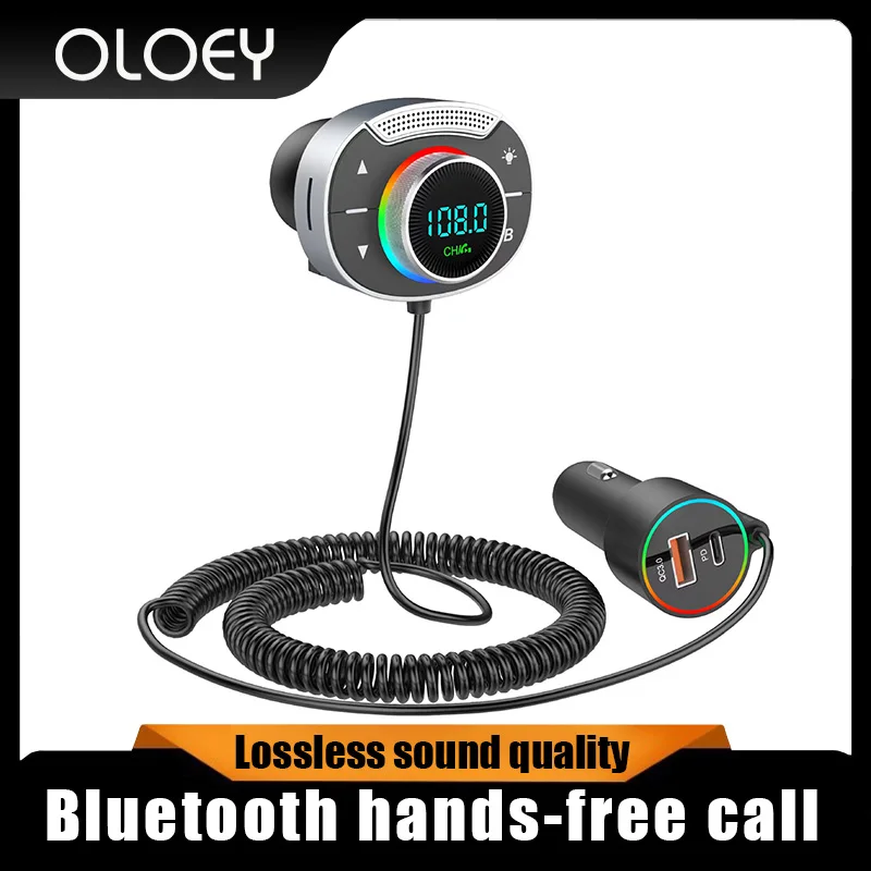 

Car Bluetooth 5.0 FM transmitter MP3 music player PD 30W qc3.0 fast charger wireless handsfree audio receiver