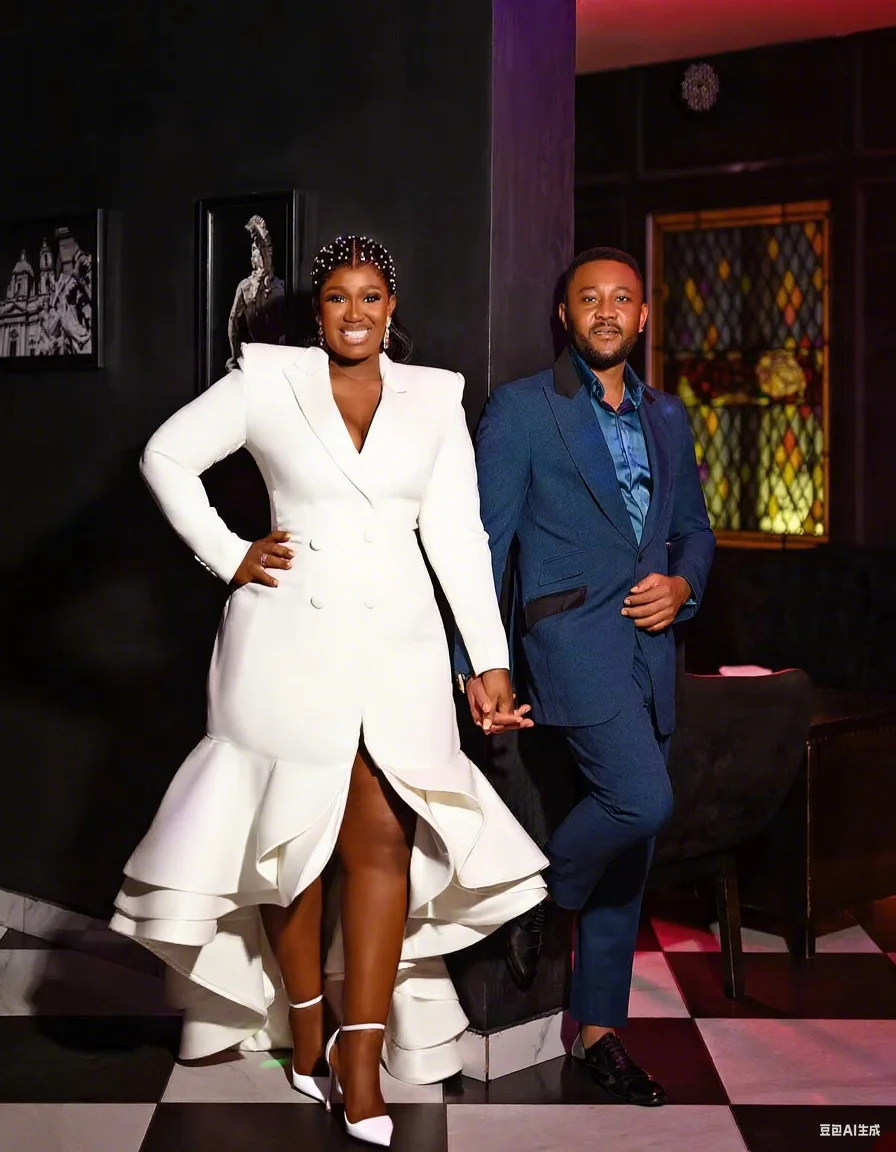 Plus size feminino vestido de noite personalizado branco babados blazer feminino celebridade mostrar wear ternos de baile uma peça