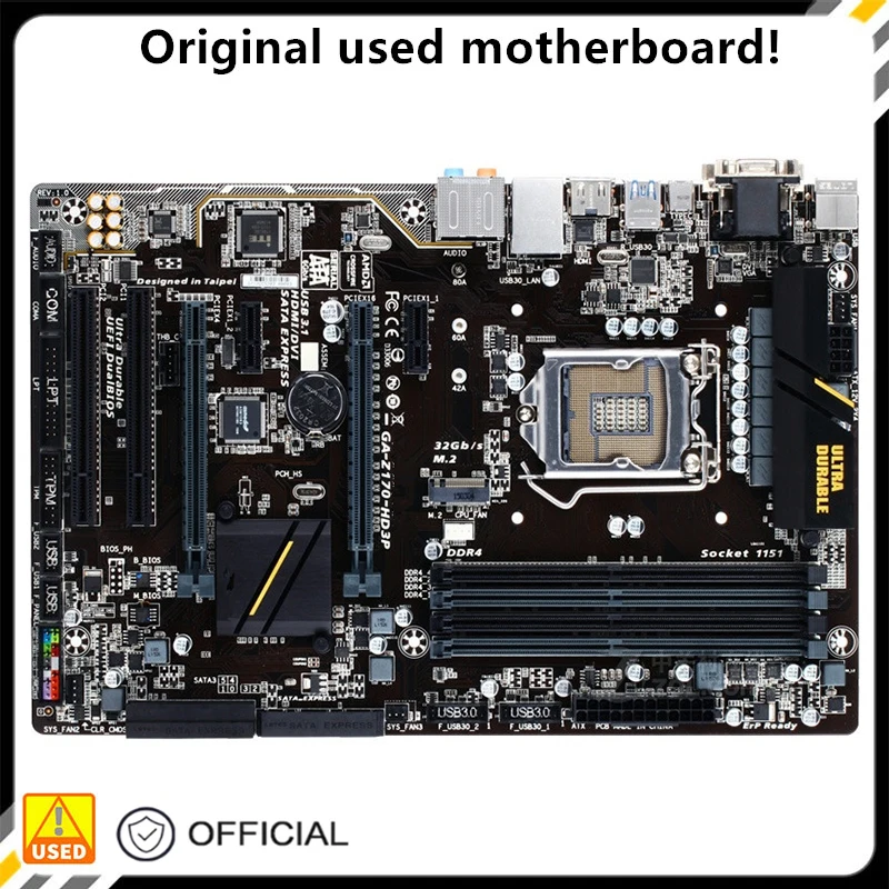 

For GA-Z170-HD3P Z170-HD3P Original Used Desktop Intel Z170 64GB DDR4 Motherboard LGA 1151 i7/i5/i3 USB3.0 SATA3