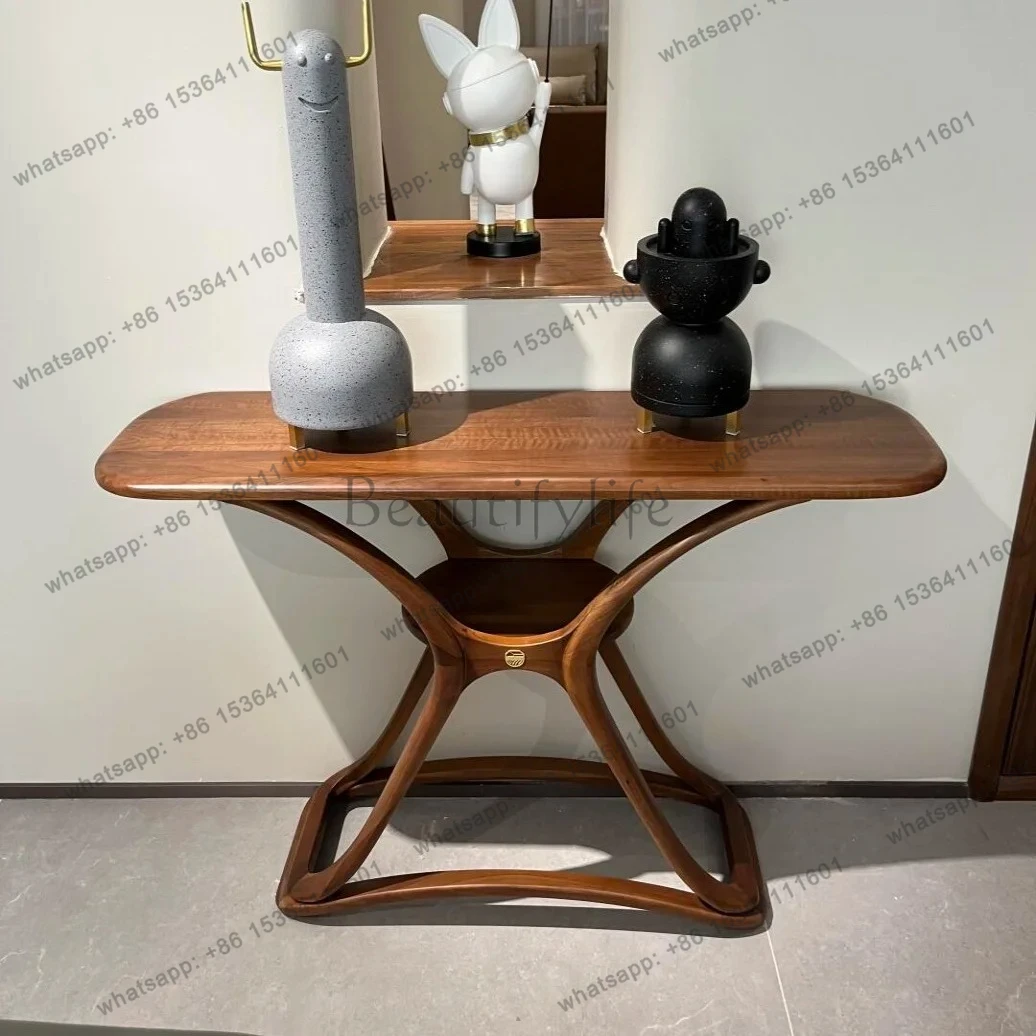 

Large villa black walnut solid wood porch table entry modern simple high-end living room home