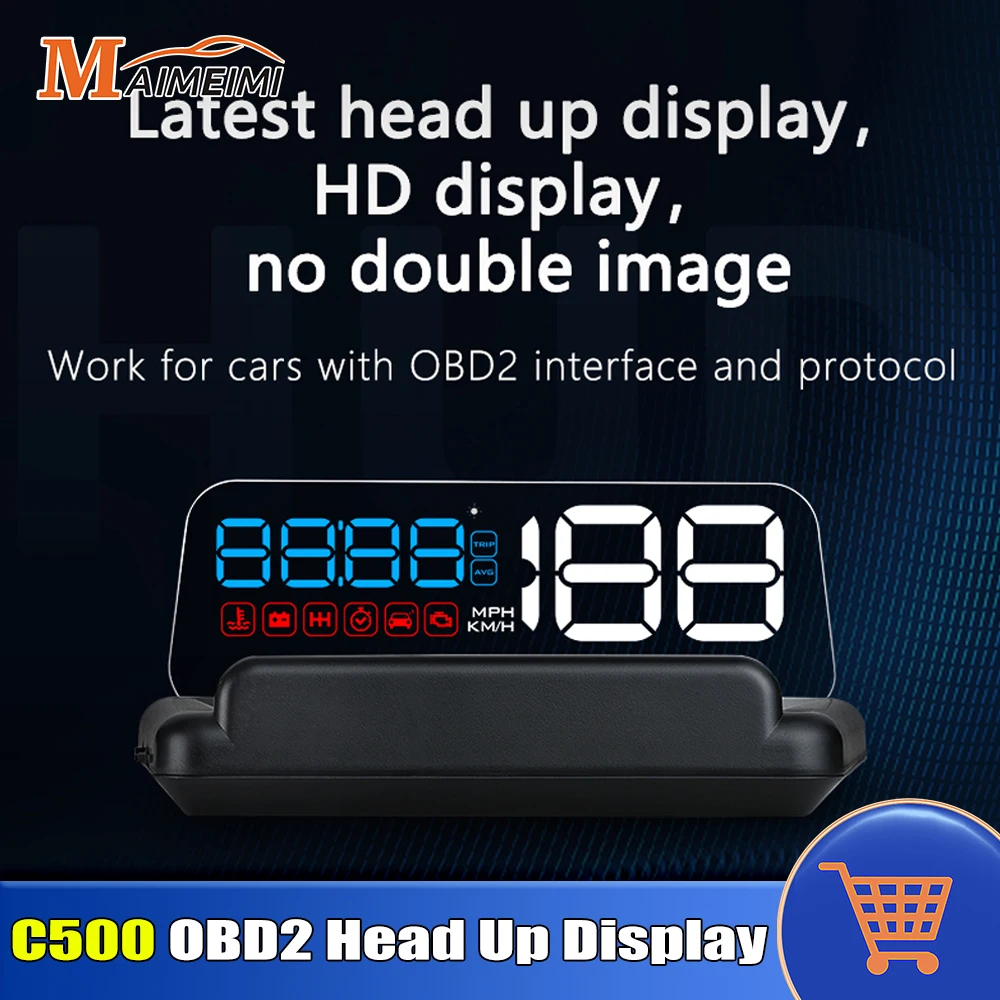 C500 Head Up Display OBD2 HUD Display Digital GPS Speedometer RPM Temp Voltage Fuel Speed Alarm Electronic Part Y03 Speedometer