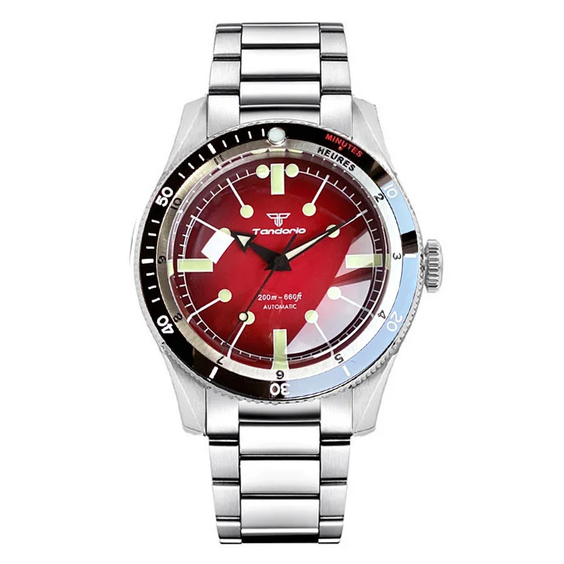Miyota 8215 Tandorio Red Blue 40mm Mechanical Automatic Diving Men Watch 200M Water Resistant Sapphire Screw Crown Reloj image 3