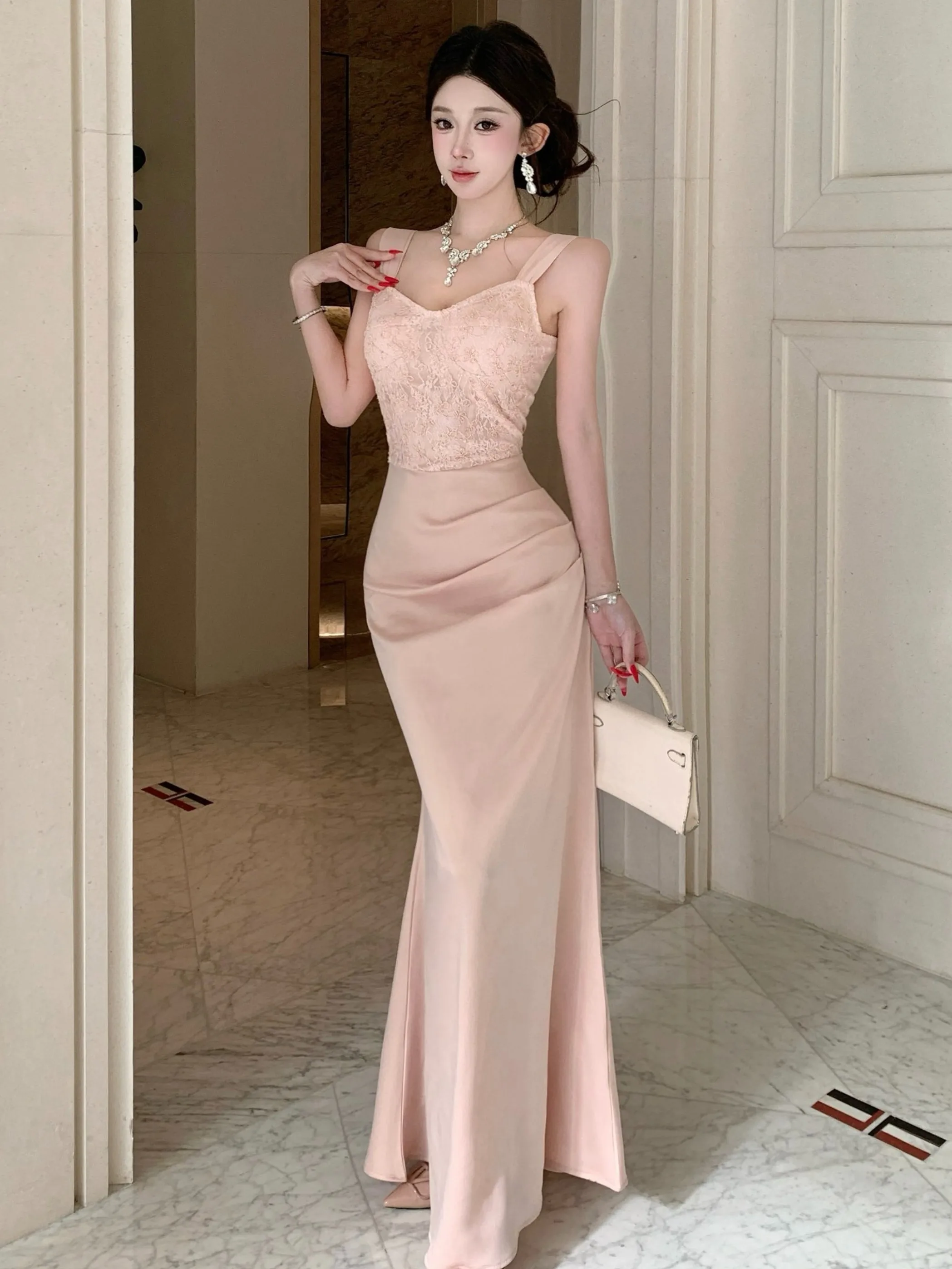 

Ele Sequin Lace Patchwork Evening Dr Women's Pure Desire Slimming Bodycon Dr Sexy Fi Tail Long Skirt Gown