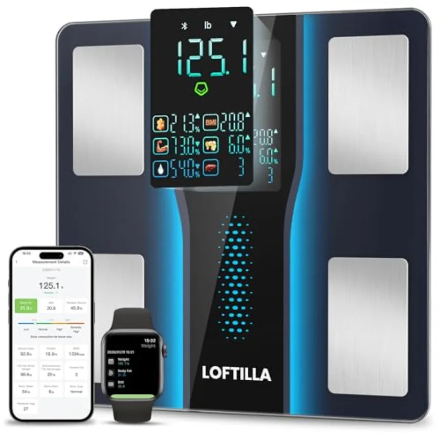 

Smart Scale for Body Weight, Accurate Scale with BMI Body Fat Muscle Mass, 8-in-1 Large Display, Digital Bathroom Scales for 14