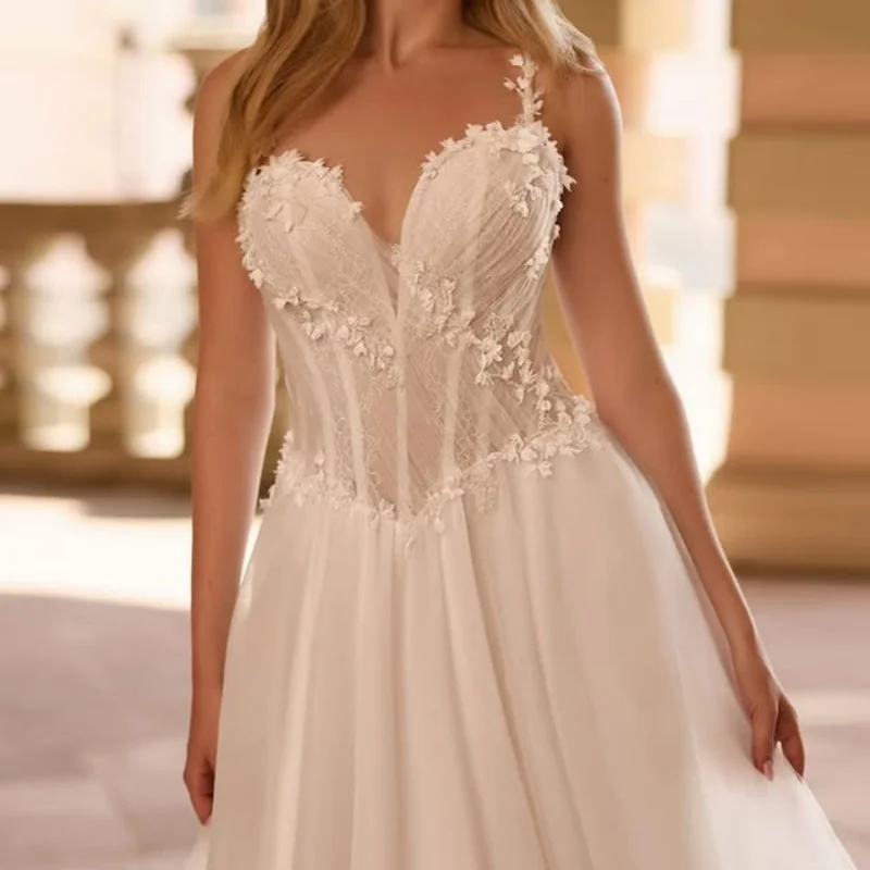 

Simple Ivory White Appliques Wedding Dresses off-shoulder A skirt flower decal Bridal Gowns Made Customized