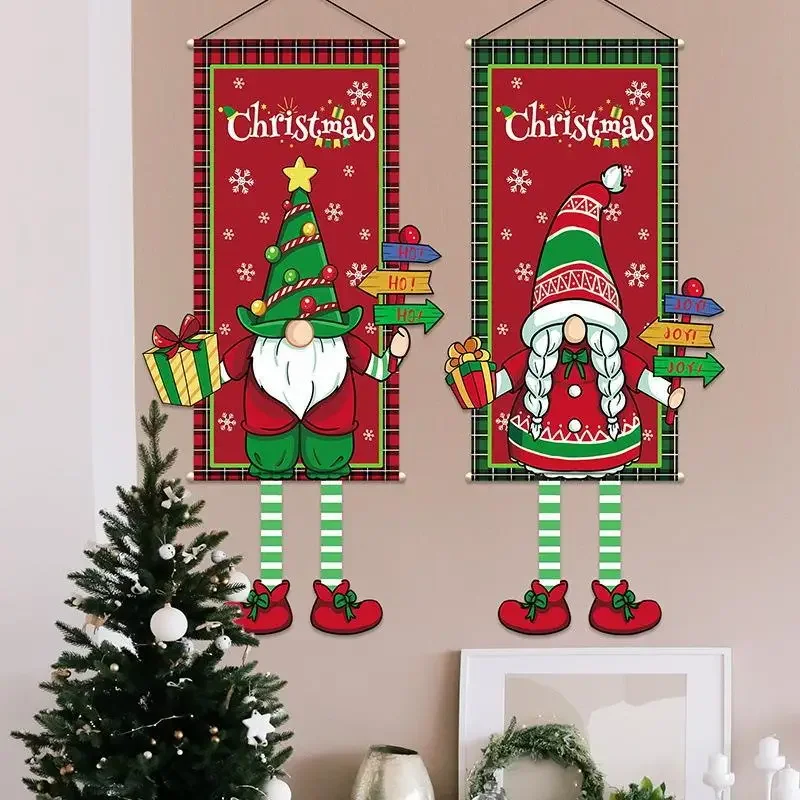 2023 Merry Christmas Hanging Cloth Banner Creative Cartoon Background Fabric Christmas Decor for Home Xmas Pendants Navidad Noel