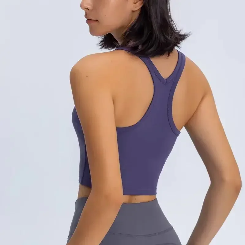 

Lemon Women Cool Quick-drying Stretch Yoga Vest Elastic Casual Fitness Running Sport Underwear With Chest Pad Sport Bra Top