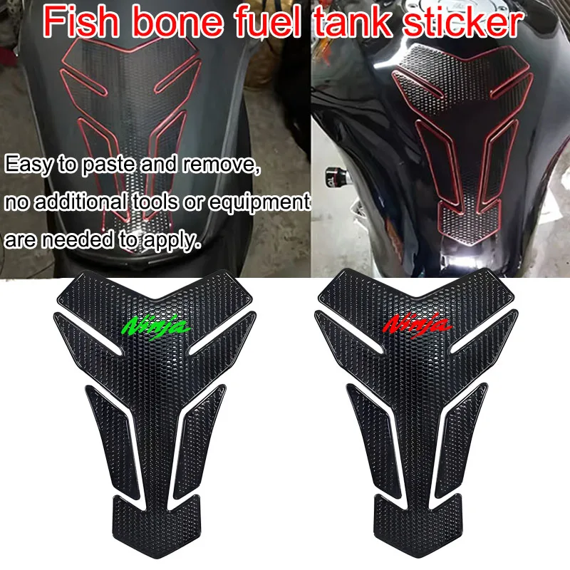 For Ninja ZX6R ZX10R ZX14R  3D Carbon Look Motorcycle Tank Pad Protector Decal