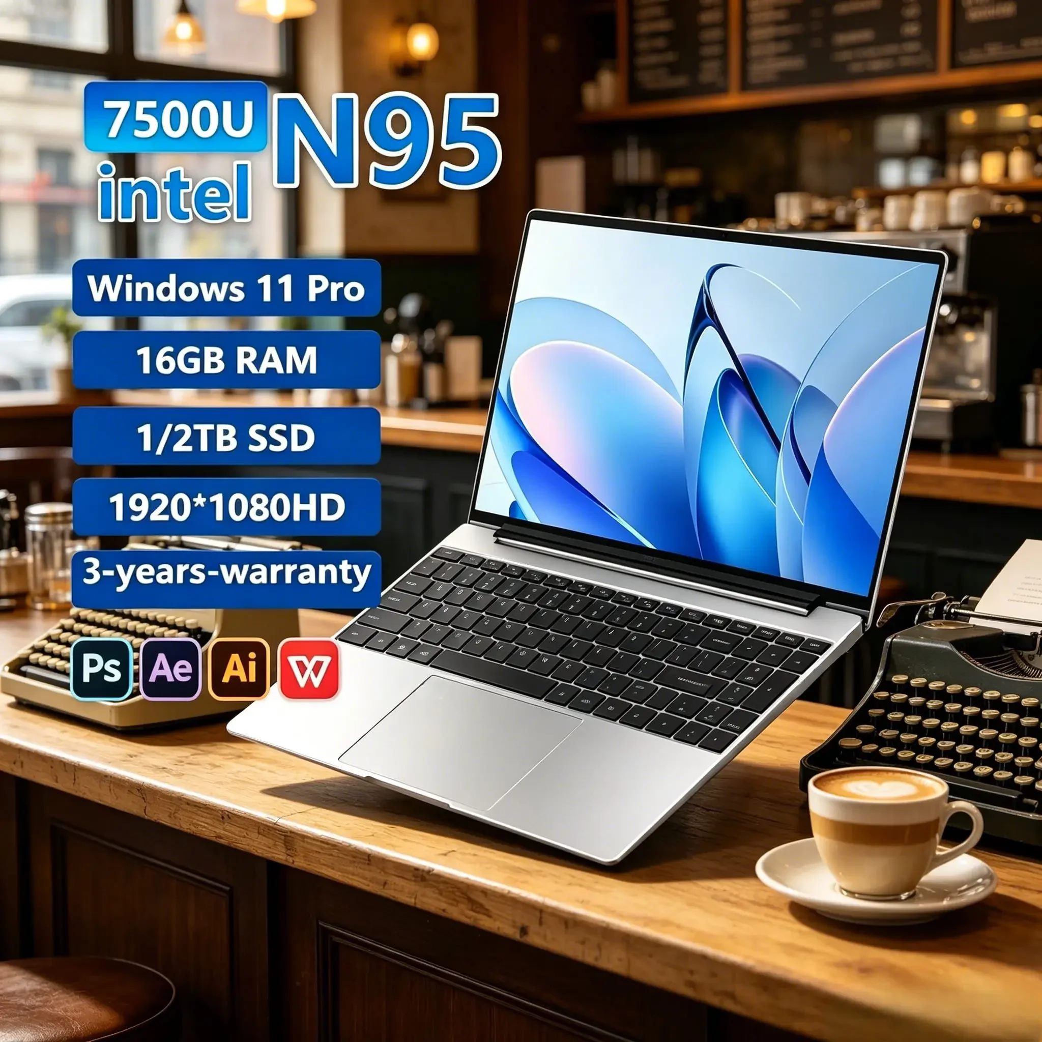 

14.1‑Inch Ultra‑Portable Notebook Powered by Intel N95, 120Hz FHD IPS Ultra‑Clear Display, High‑Capacity 7500mAh Battery