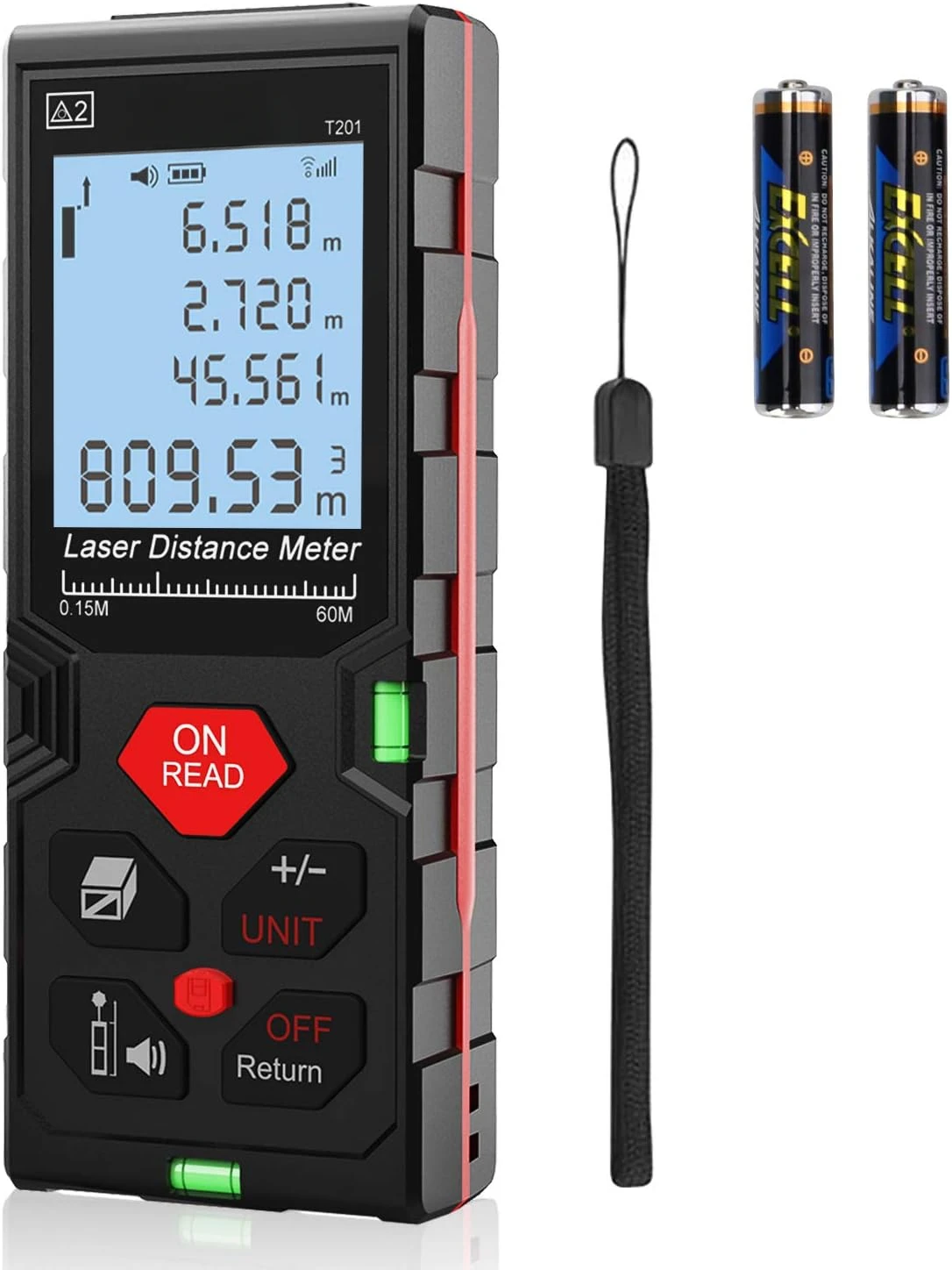 Telemetro Laser Medidor Funcion de Almacenamiento de Datos M / In / Ft, Alta Precision, ± 2mm, 60m