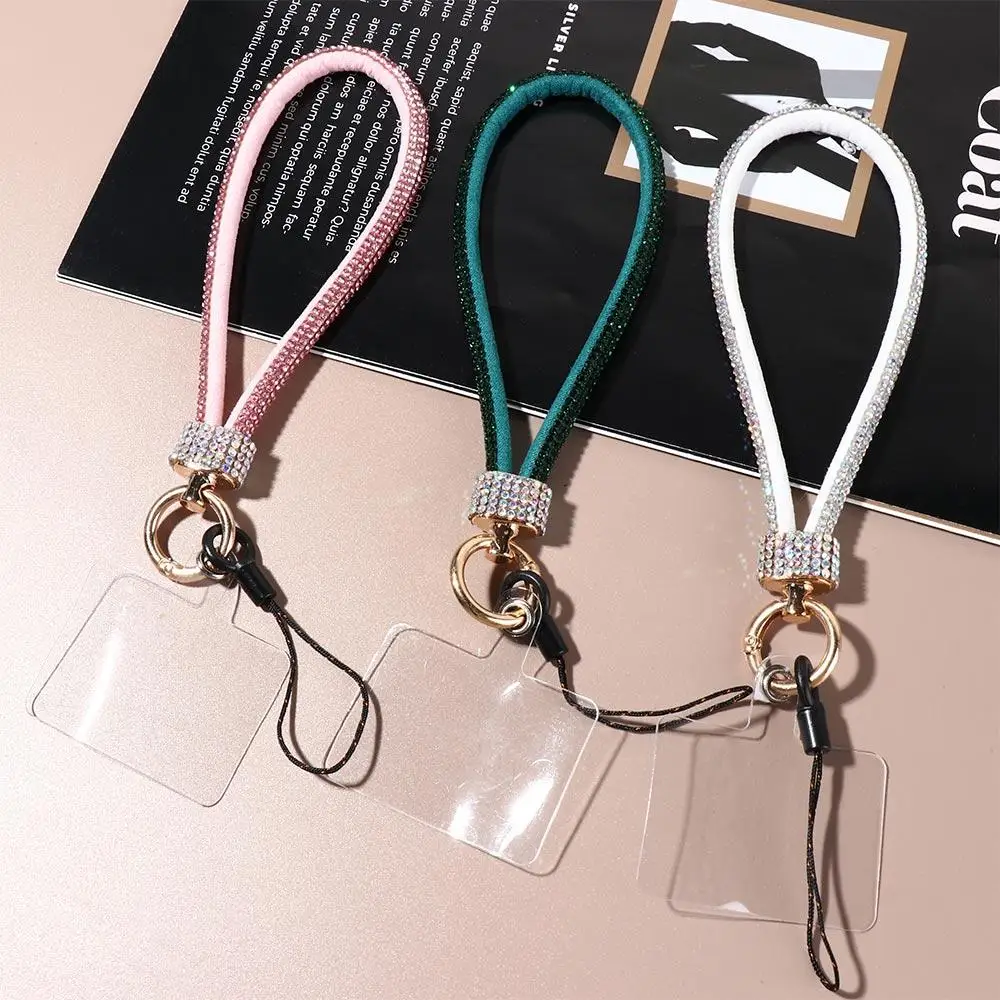 

Hanging Cord Glitter Rhinestone Phone Lanyard Short Wrist Style Handheld Diamond Phone Rope Anti Loss Full Diamond