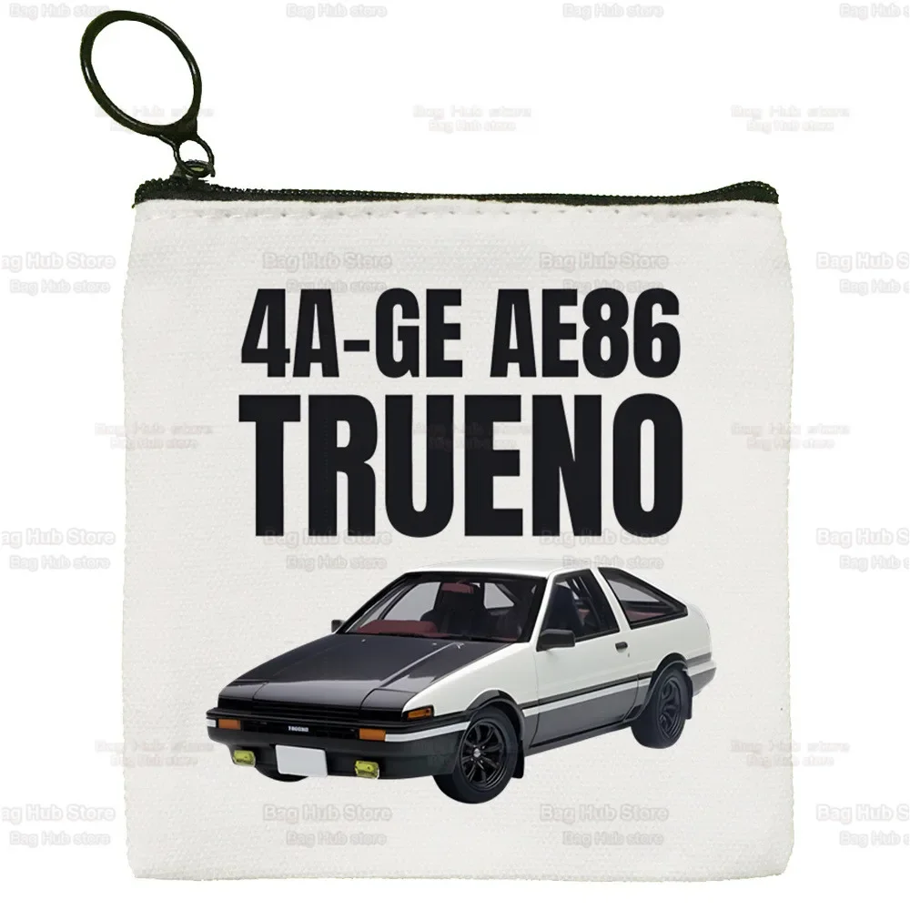 Gland 86-Porte-monnaie en toile Anime japonais pour femme, mini porte-monnaie, étui à clés mignon, portefeuille étudiant, Initial D Racing Drift Car JDM