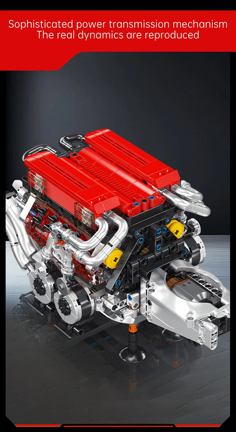 Mould King 10131 Technical Car Part Building Block W16 Engine for BGT Supercar Set Assembly Car Brick Toys Kids Christmas Gift