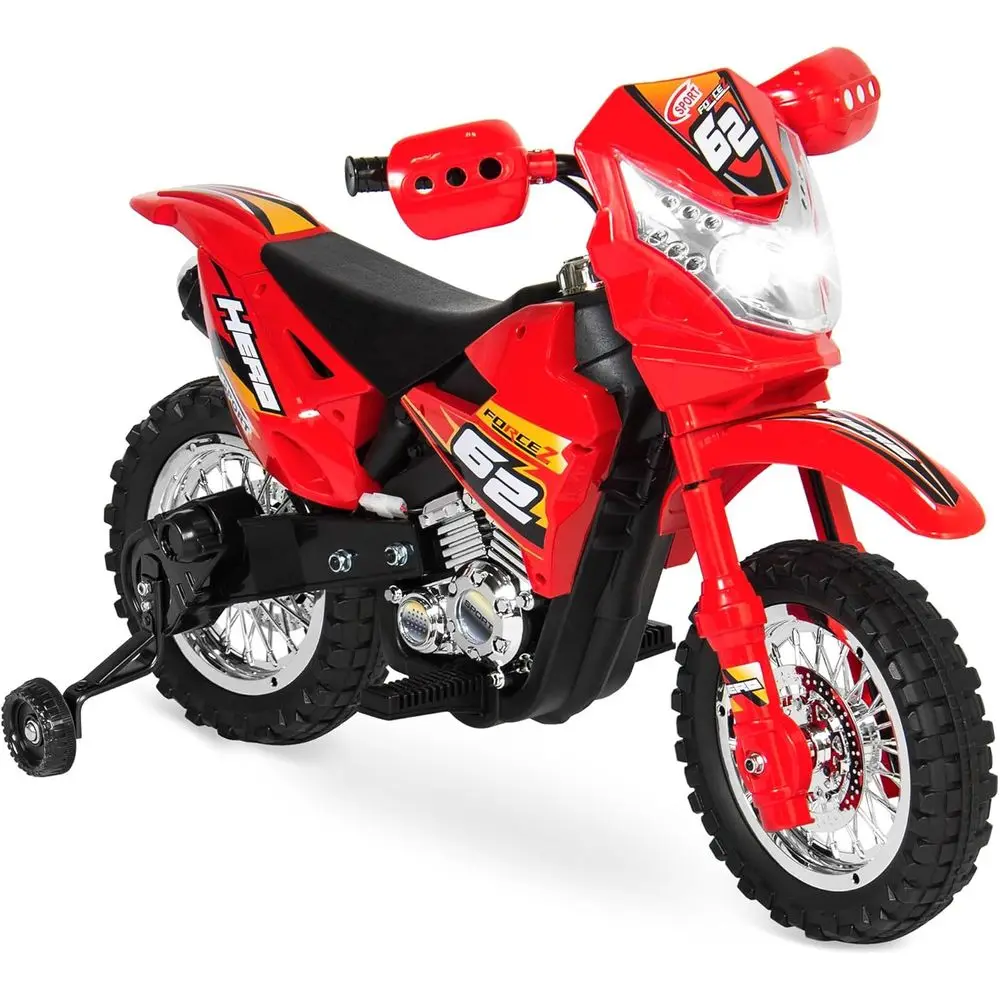 

6V Ride On Motorcycle w/Treaded Tires, Working Headlights, 2mph Top Speed, Training Wheels, Realistic Sounds, Music, Battery Cha