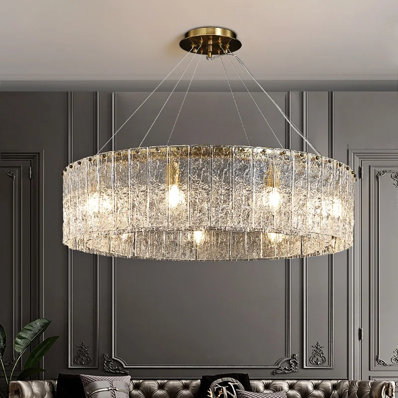 Luxury Crystal Chandelier For Dining Living Room New Postmodern Creative Glass Linear Ceiling Pendant Light For Kitchen Island