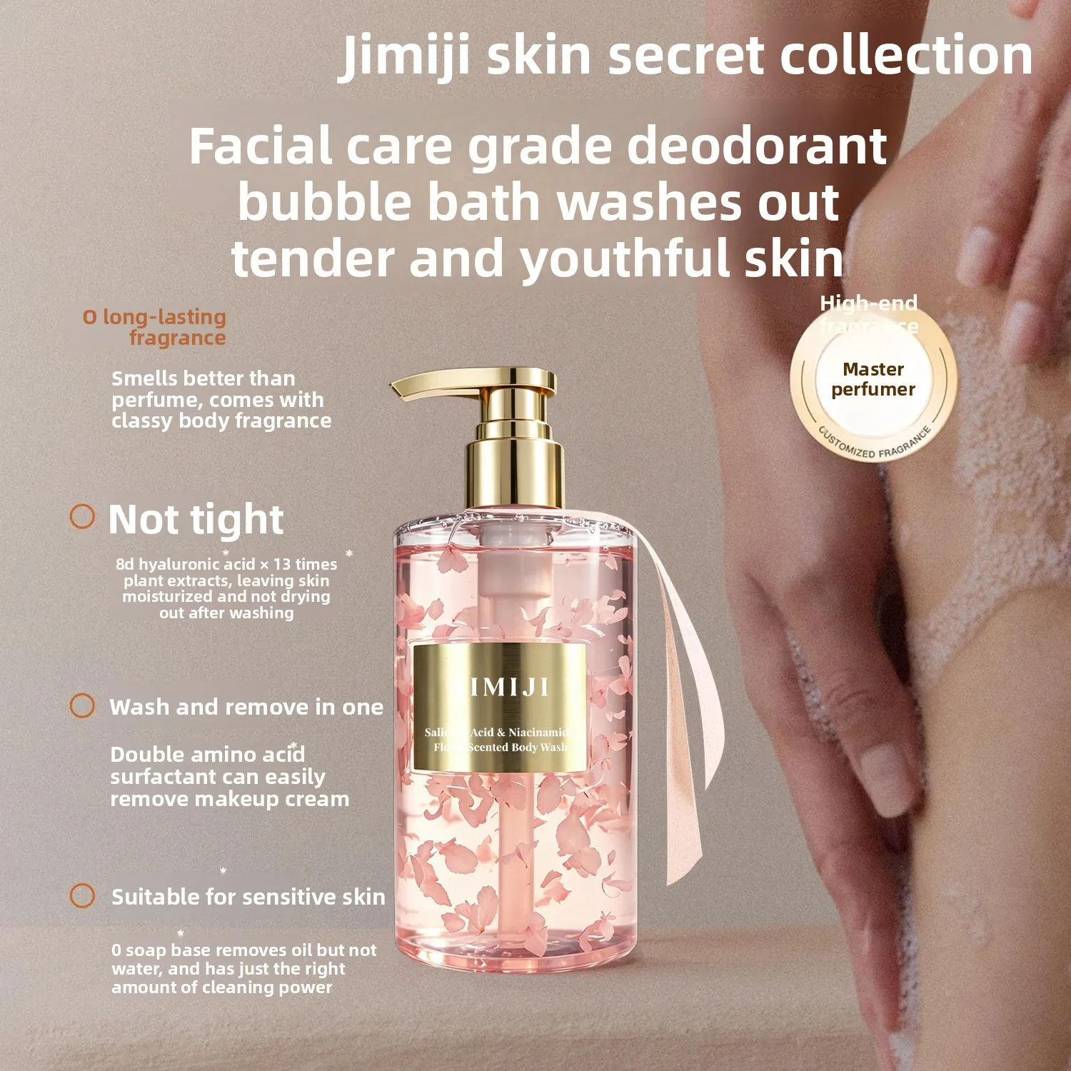 Skin Secret Collection Long lasting Fragrance Rose Petals Moisturizing Moisturizing Moisturizing Fragrance Refreshing Shower Gel